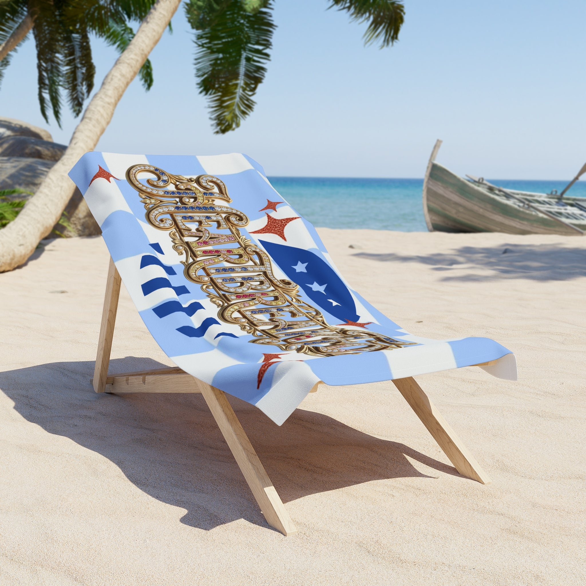 Heartbreak Fox Beach Towel — Retro Americana Stars & Stripes Design