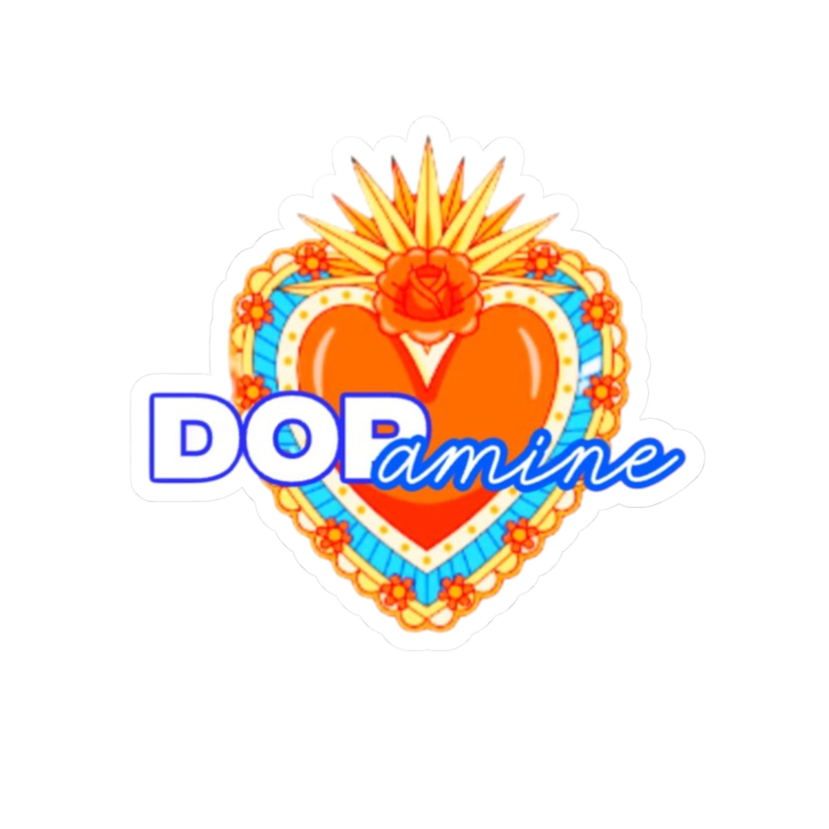DOPamine Heart Kiss-Cut Sticker — Colorful Retro Shrine Design